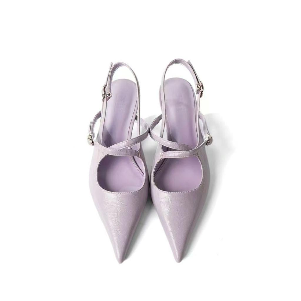 Fashion Spring New Brand Women Sandal Shoes Fashion Pointed Toe Ankle Strap Ladies Elegant Slingback Shoes Thin Low Heel Pumps