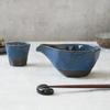 EAST table Sake Cup Ice Sake Craft Tsubame Kobo Blue 280cc Made in Japan Microwave Safe Dishwasher Safe (East Table) Single-mouth 89-003-03