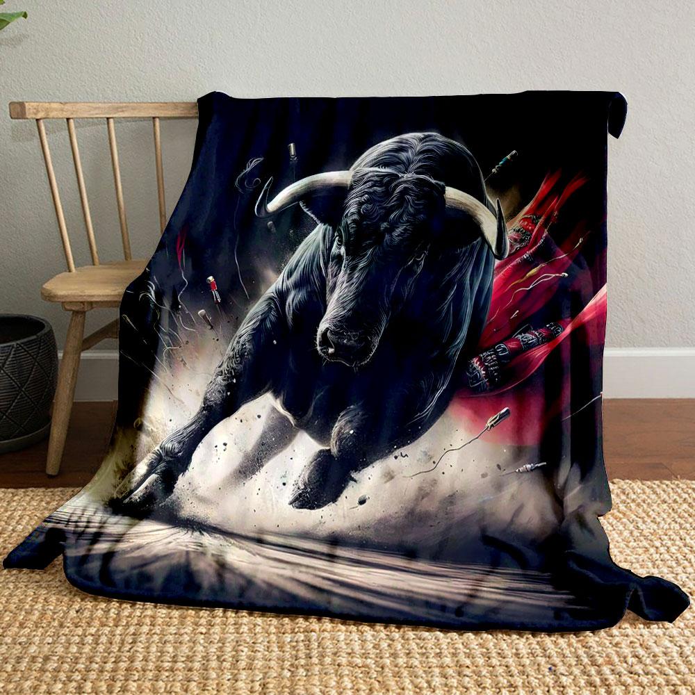 Raging Bull with Red Matador Cape Print Blanket Soft and Cozy Perfect for the Living Room Bed Sofa or a Nap,gift