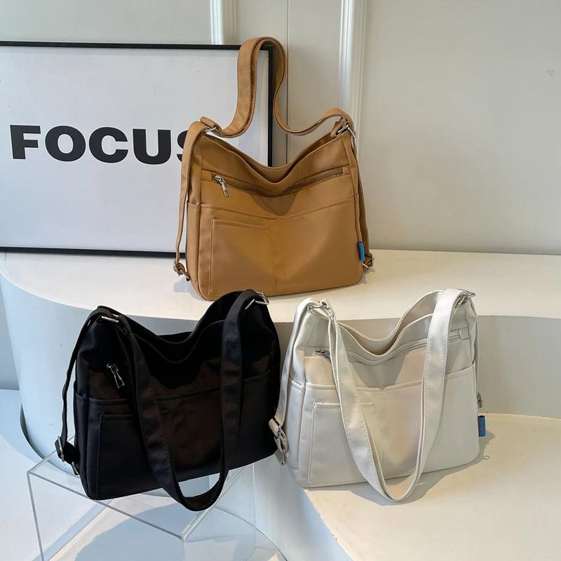 Neformální Nylon Velkokapacitní Dámské Crossbody Tašky Tašky přes rameno pro ženy Základní styl na zip