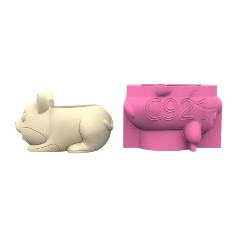 Gardening Pots Mold Succulent Plant Pots Mould Animal Shape Silicone Concrete Casting Mold for Epoxy Resin and Pen Holder