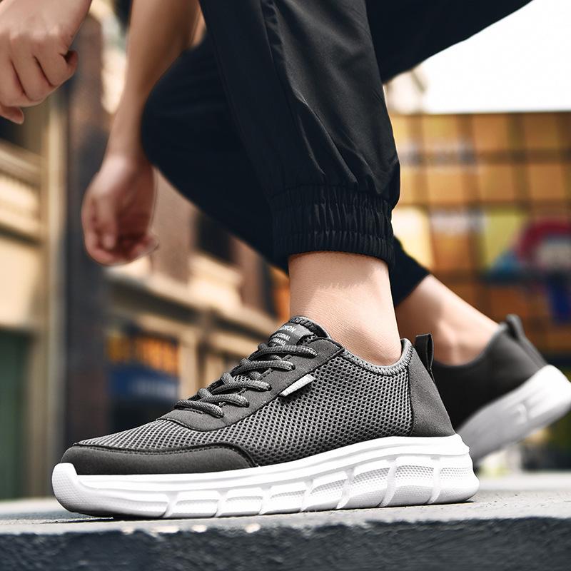 

2025 new men s summer outdoor mesh casual shoes trend breathable lightweight solid color flat baseplate shoes 0217 48