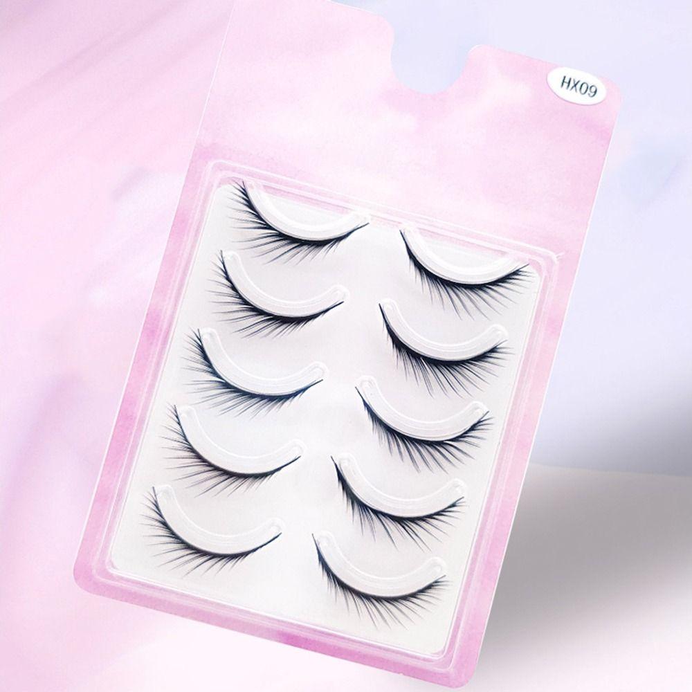 

5 Pairs One-piece Manga Lashes Fluffy Makeup Tools Dense Winged Eyelashes Women