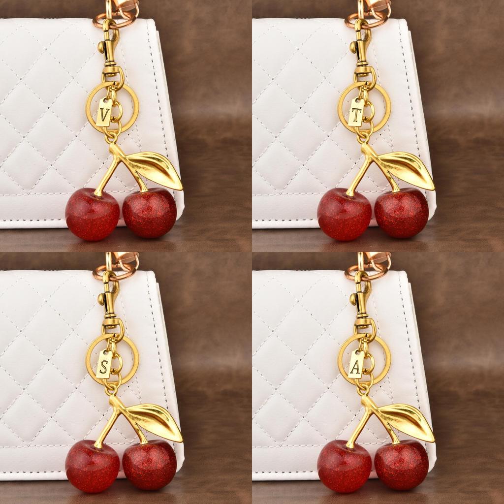 Cherry Keychain Pendant With Zinc Alloy Electroplated Finish For Fashion Accessories
