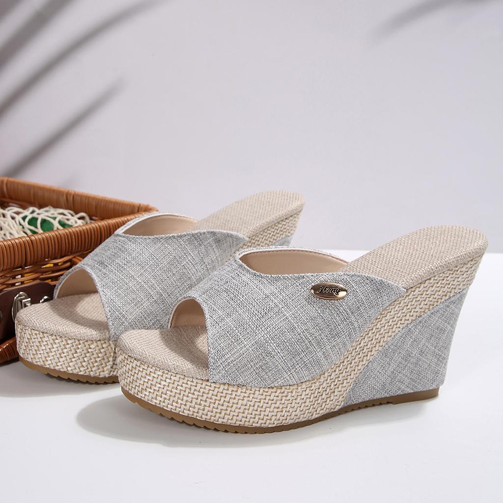 Women Wedge Slippers 2025 Summer Peep-Toe Shoes Woman High-Heeled Platform Slides Women Casual Wedges for Women High Sandals