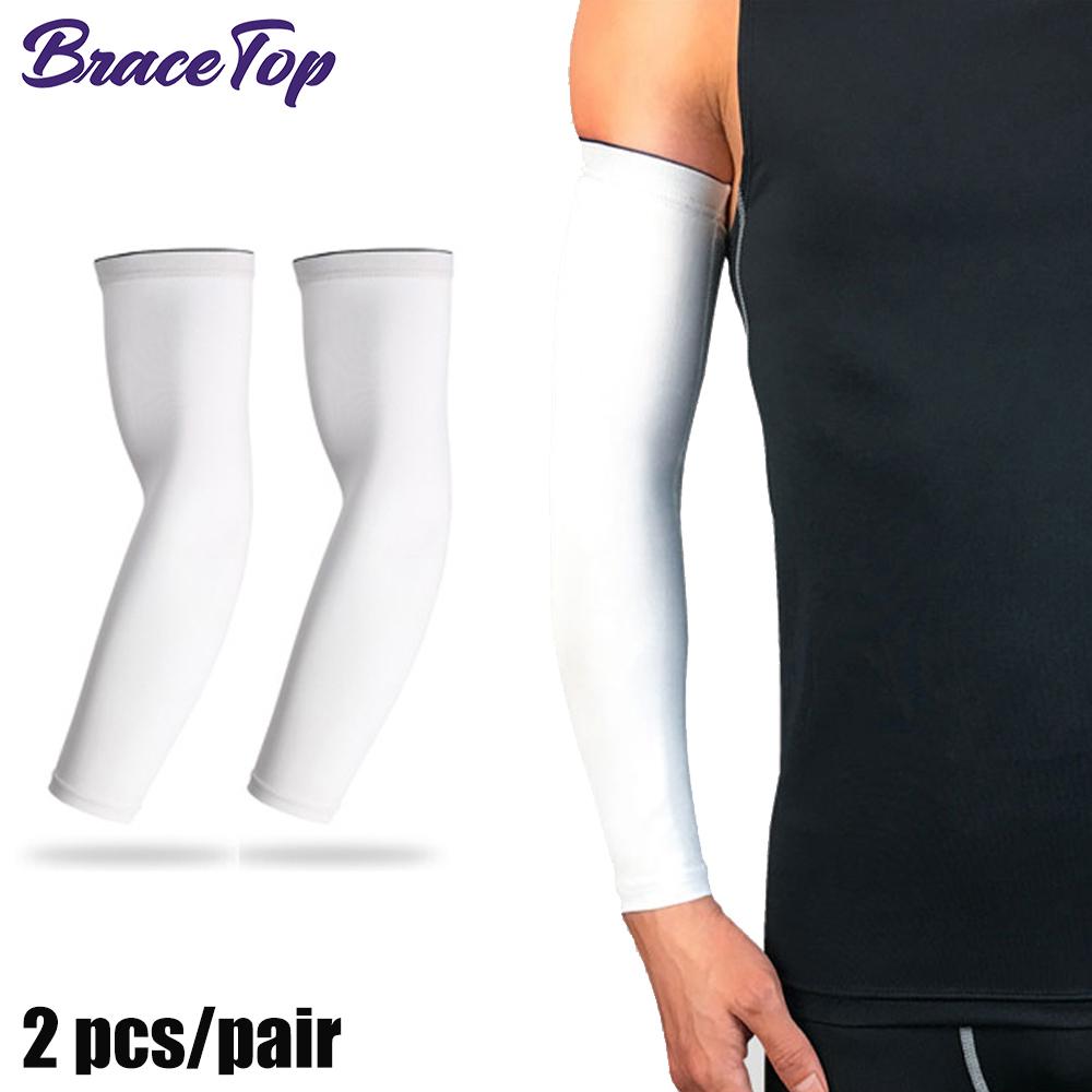 Bracetop 1 Pair Breathable Quick Dry UV Protection Running Arm Sleeves Basketball Sports Arm Guards