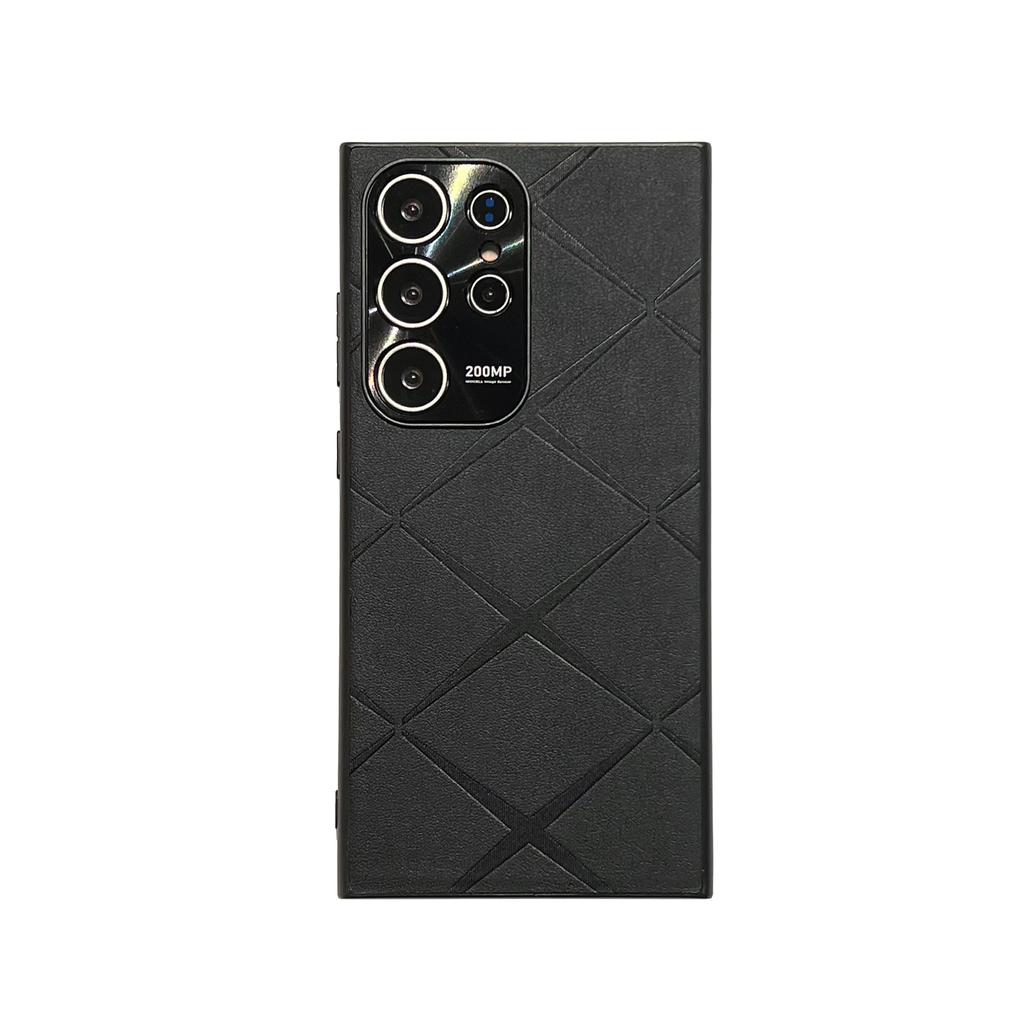 Suitable for Samsung S24ultra Diamond-patterned Leather Phone Case S23+ Shockproof S22 with Metal Lens Ring Protective Case