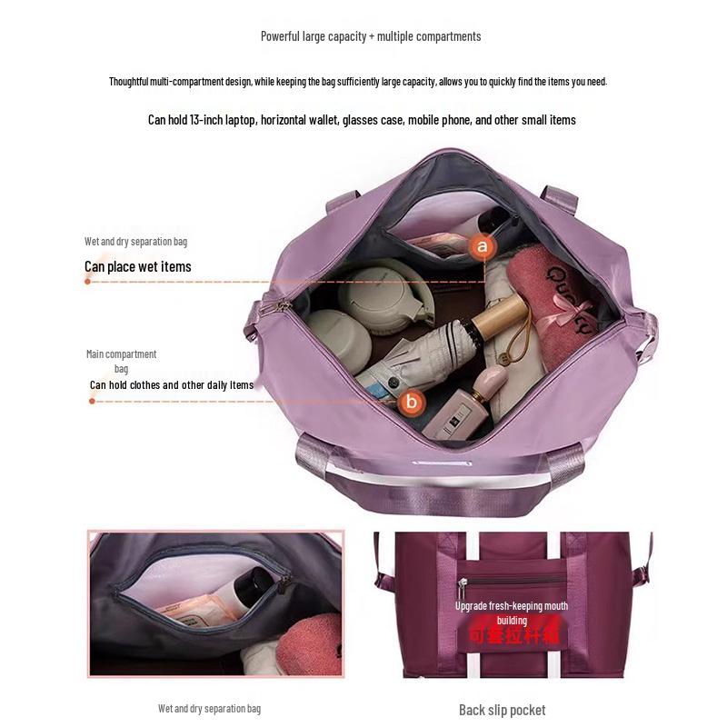 Women's Large Capacity Foldable Travel Bag with Wheels and Telescopic Handle