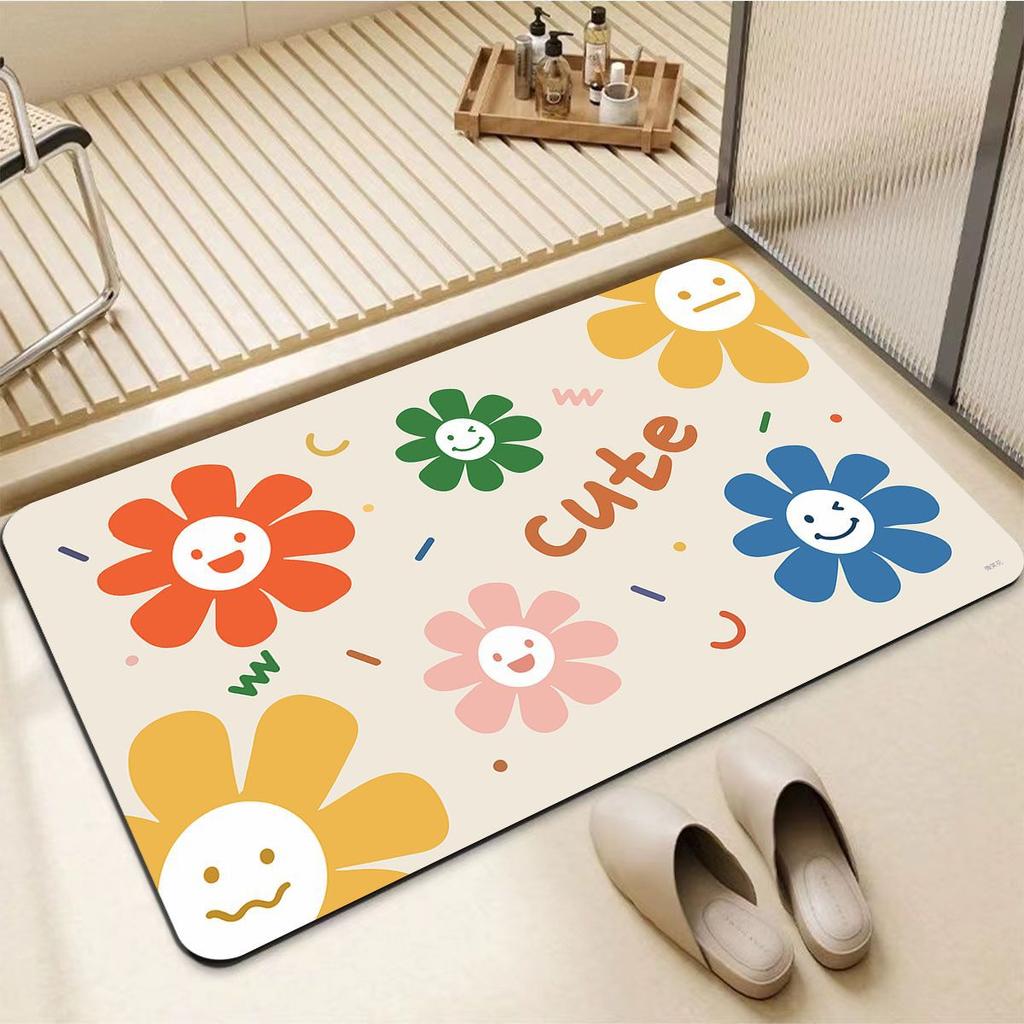 Small Fresh Cream Wind Diatom Mud Floor Mat Bathroom Dirt-Resistant And Easy To Take Care Of Floor Mat Bathroom Non-Slip Quick-Drying Floor Mat