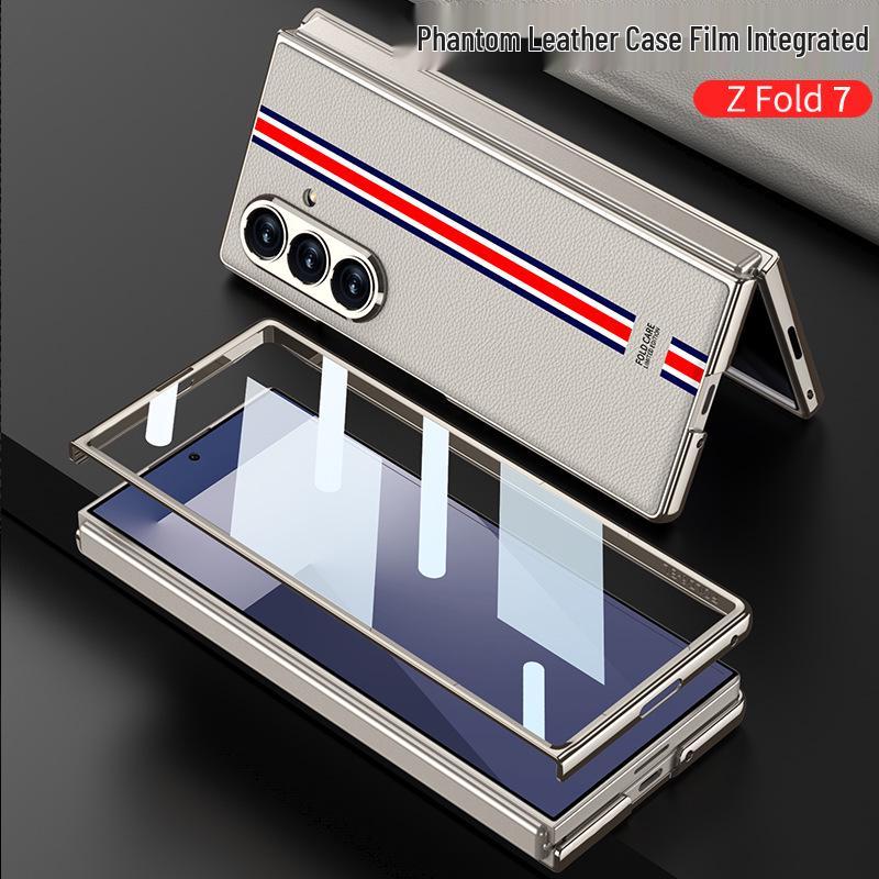 Solid Color Electroplated Leather Case for Samsung Z Fold7