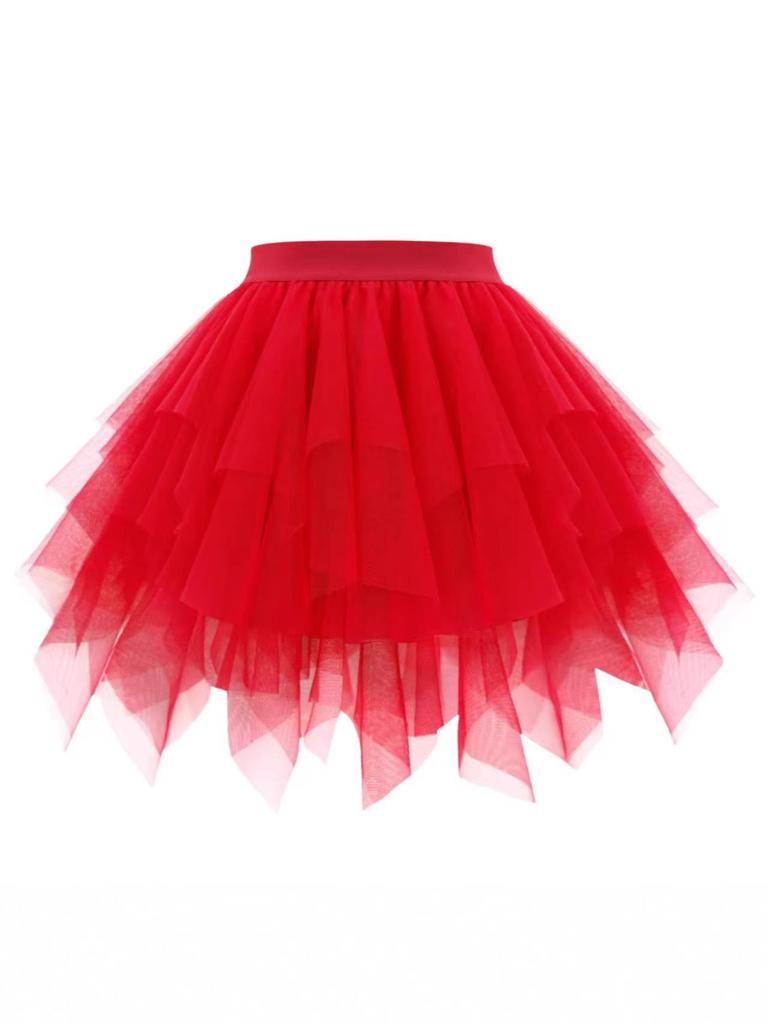 Women's Fluffy Mesh Ruffle Skirt - Short Princess Style