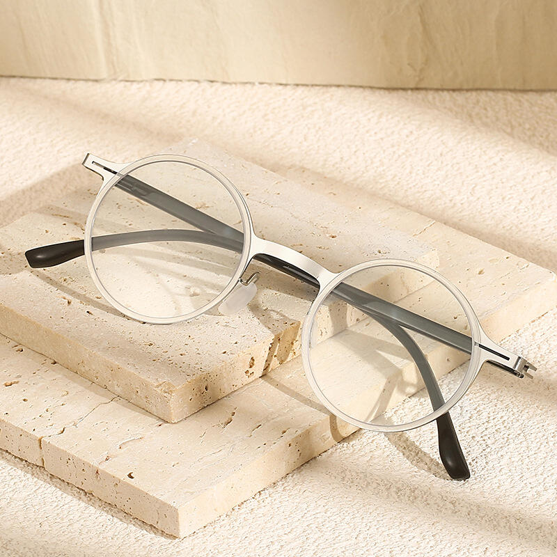 

Стиль Гик Безободковые Полуободковые Роговые Очки Титановая Рамка Won249 Silver