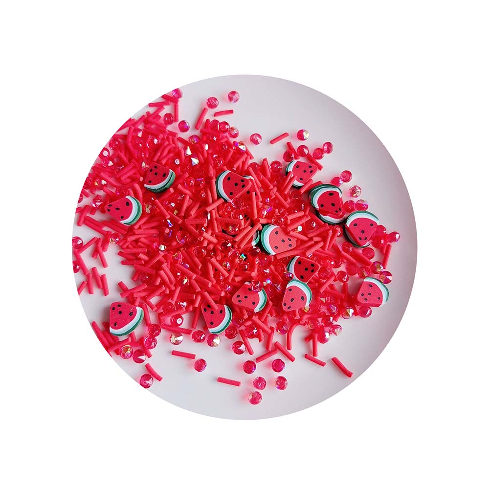 1kg Watermelon Red Color Decorative Clay Charms Sparkly Thin Clay Slices Fun for Kids Crafting Scrapbooking 1000g/bag