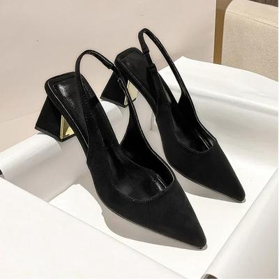 Été nouveau pointu couleur unie Simple bouche peu profonde confortable vêtements d'extérieur pour femmes sangle arrière mode sandales femmes
