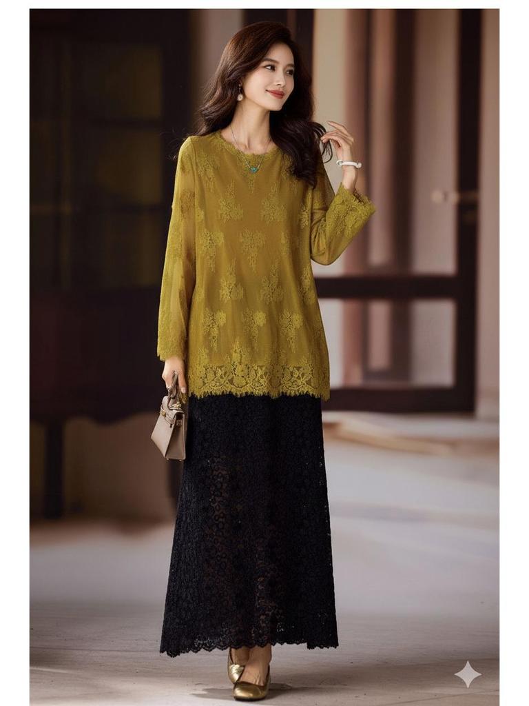 2025 Herbst Stilvolles Große Größen Damen Spitze Durchbrochen Lockerer Überwurf Top