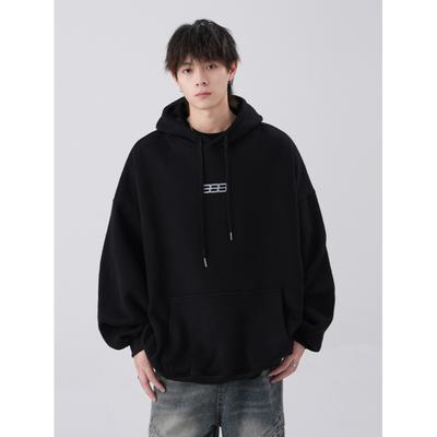 Hooded Sweater Men Fall Black Coat Loose Couple Casual Hoodie.