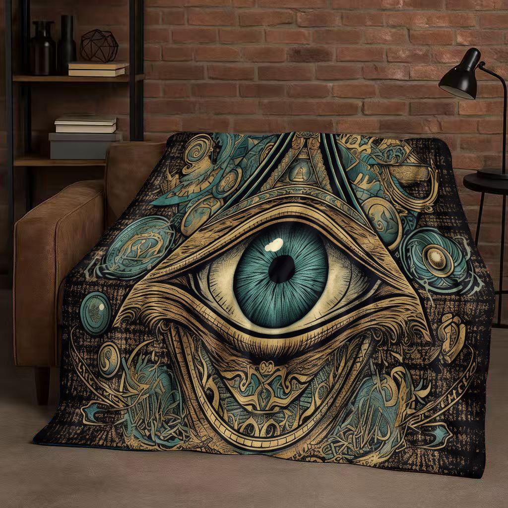 Freemasonry All Seeing Eye Symbol Evil Eye Art Flannel Blanket,Ultra Soft Warm Plush Throw for Home Bedroom Bed Sofa Cover Kids