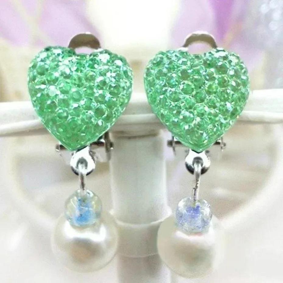 Cute Girls Children's Ear Clip Earrings Princess No Ear Hole Earrings Shining Diamond Earrings Pendant Ear Jewelry Accessories