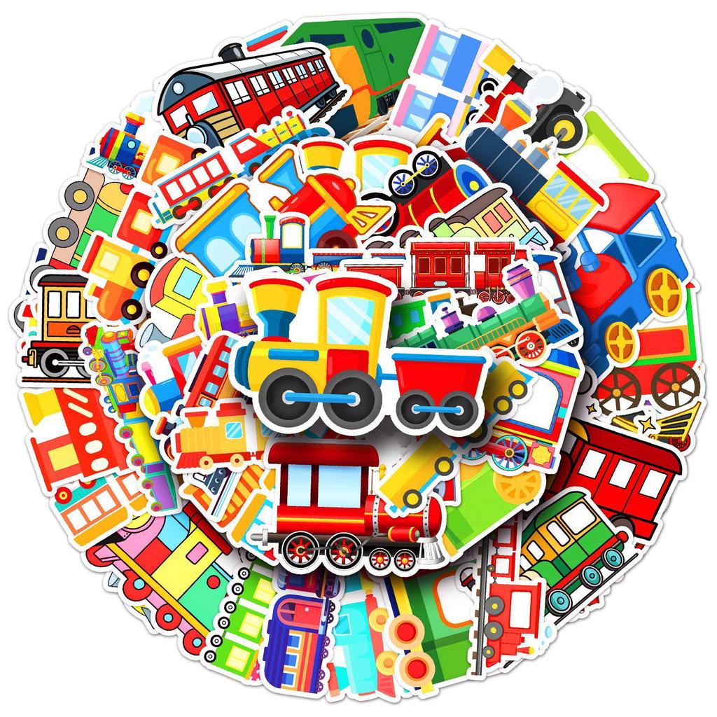 50pcs Cartoon Train Stickers: Childlike, Creative & Waterproof Decoration for Helmets, Stationery, and Computers.