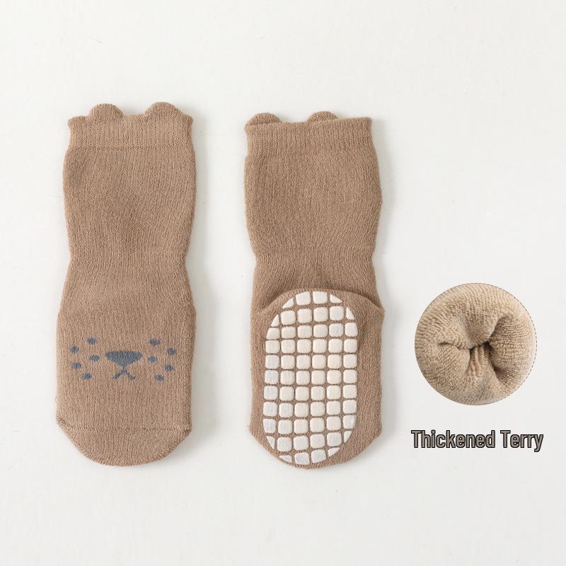 Infant Anti-slip Cartoon Dot Cotton Socks: Thickened Terry for Autumn & Winter