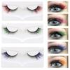 Paar grenzüberschreitender Handel, farbige ganze falsche Wimpern, Paar farbige Haare, geschwungener schwarzer Stiel Wimpern Cos Comic Augen