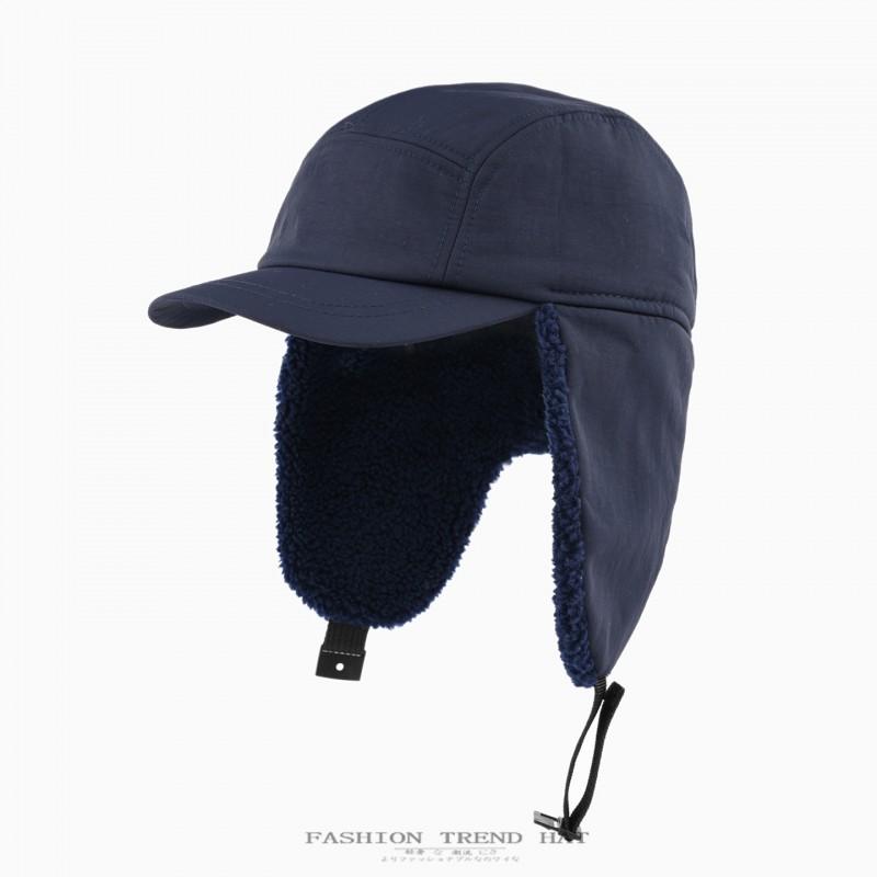 Unisex Warm Fleece Lined Earflap Cap With Curved Brim Winter Hat Outdoor Cycling Daily Wear