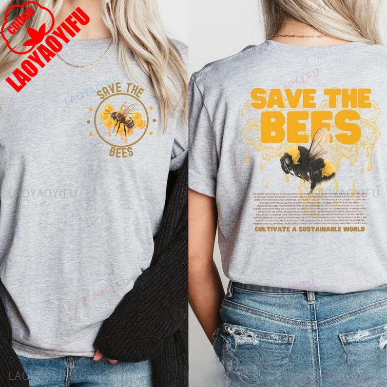 New Style Save The Bees Beekeeper Bumble Bee Earth Day Honey Bee Environmental Nature Lover Tee Crewneck Printed Tshirt Tops