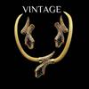 Vintage Heavy Industry Plated Genuine Gold Full Set Charm Versatile Spirit Snake Necklace