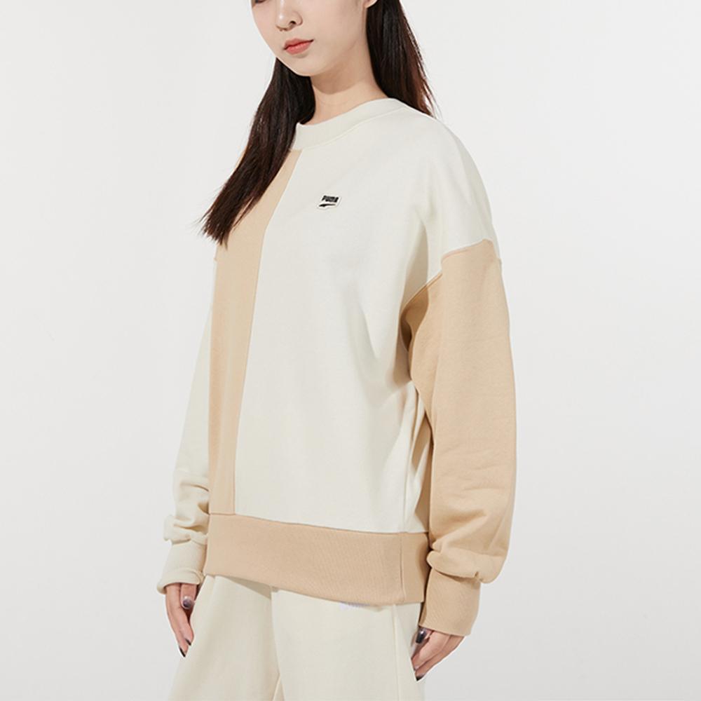 PUMA Downtown Oversized Crew Neck Sweatshirt Women Tops Off-White 533052-20
