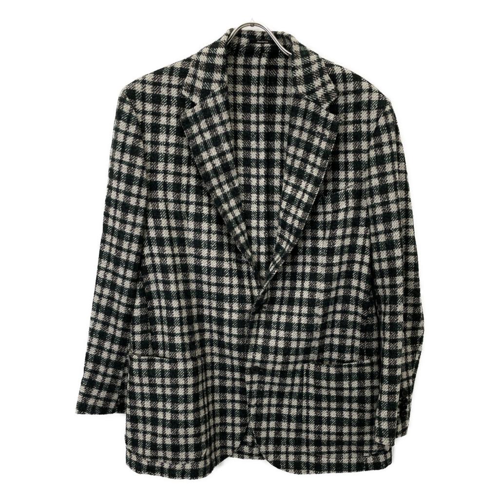 Sartorio SG5250 White x Gray Wool Gangum Check 2B Tailored Jacket Jacket 52 Green Black CheckUsed