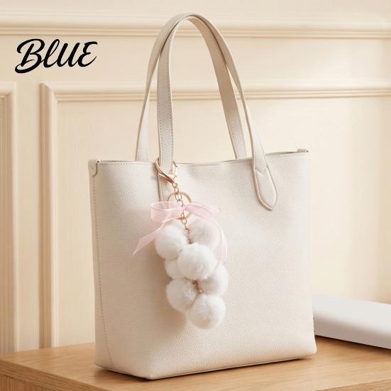 Plush Grape Decorative Pendant Keychain for Handbags, Fuzzy Cluster Bag Charm with Lightweight Bow, Fluffy Ball Keyring Backpacks and Purses