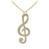 Fashion Women Fully Rhinestone Music Note Pendant Long Chain Sweater Necklace