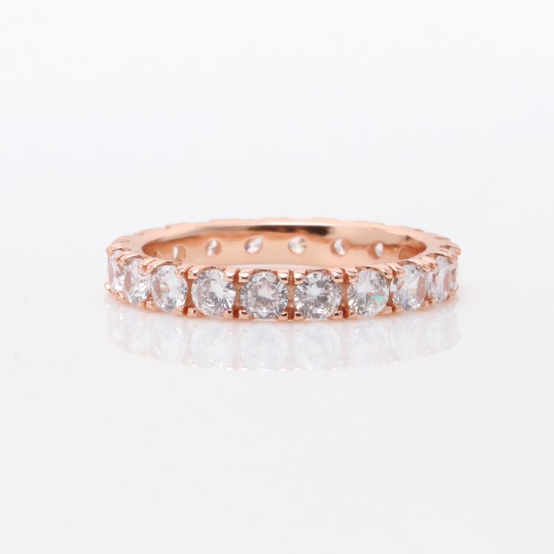 Rose Gold Sparkling Zirconia Ring - European American Fashion Women's Light Luxury Eternal Band