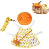 24TE Rabbit Harness Leash and Hat Adjustable Dress for Small Animals Walking S/for M/
