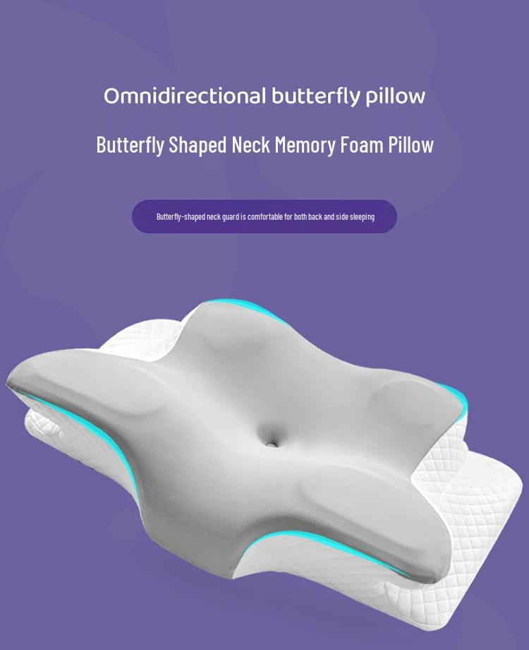 Poduszka na kark z pianki memory w kształcie motyla - Ergonomiczna poduszka wspierająca odcinek szyjny