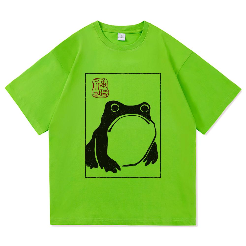 Vintage Unimpressed Frog T Shirt Fashion Men/Women Aesthetic Funny Japanese Anime T-Shirt High Quality Casual Cotton Tees Shirts