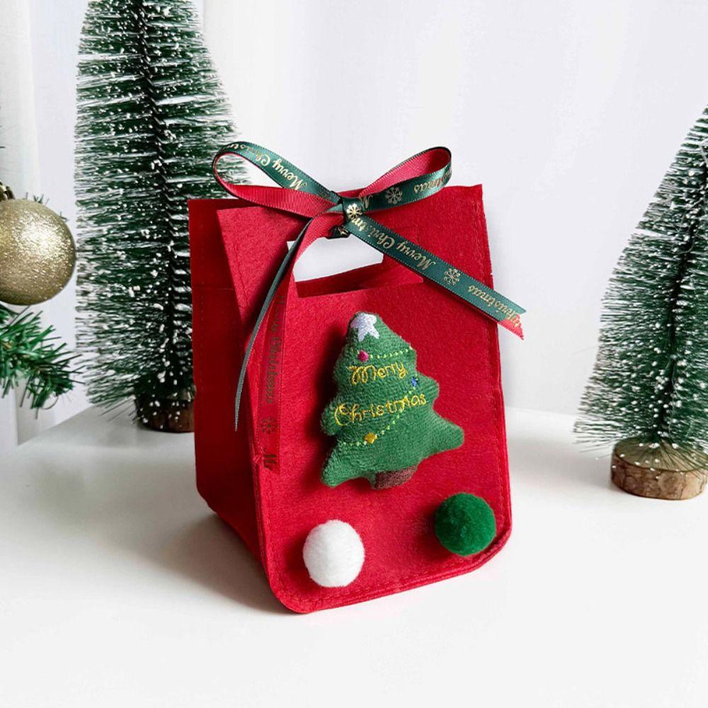 2PCS Red Green New Year Gift Bag Felt Cloth Christmas Apple Bag Christmas Gift Bag Christmas Season