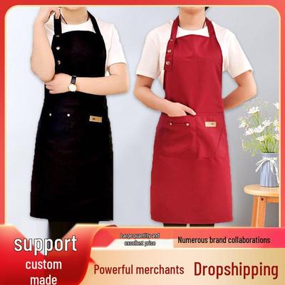 Adjustable Stain-Resistant Apron Bib with Printed Workwear Design