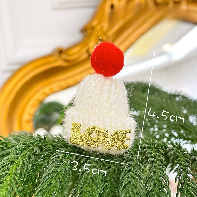 

1 шт. Рождественская шапка, вязаная шерстяная шапка, милый мини-набор для пальцев, украшения для рождественской елки белый