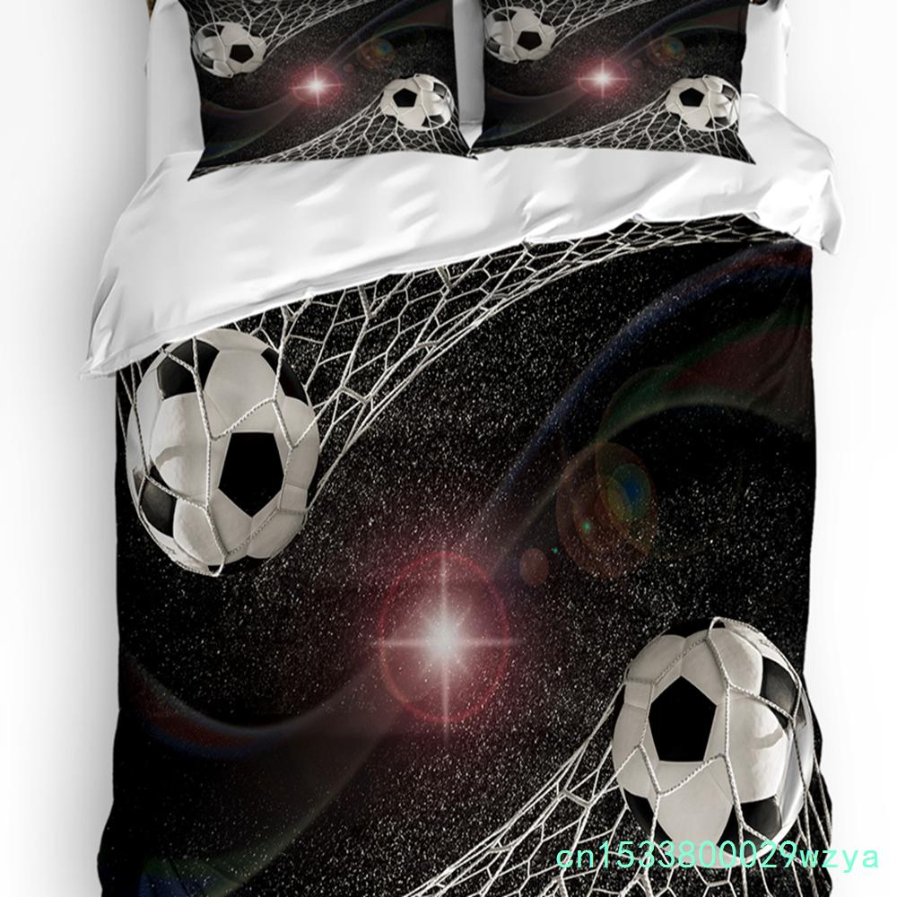 3-teiliges Bettwäsche-Set Fußball Fußbaldfeld Heimtextilien Bettbezug Kissenbezug Junge Kind Teenager Mädchen Bettwäschebezüge Set