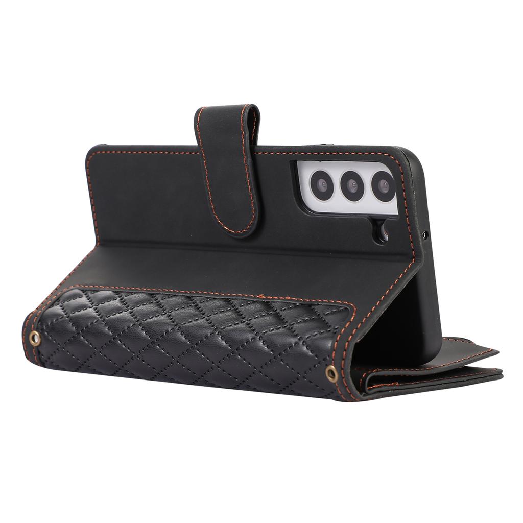 For Samsung Galaxy S21 FE 5G Zipper Pocket 9 Card Slots Phone Case PU Leather Wallet Stand Anti-drop Cover