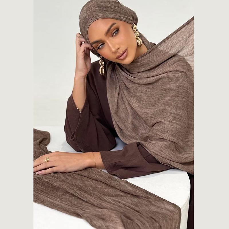 180*65cm Batikové mačkané viskózové hidžáby pro ženy Muslimský šátek Šály Jednobarevné Dámské Prodyšná čelenka Turban Femme Ramanda