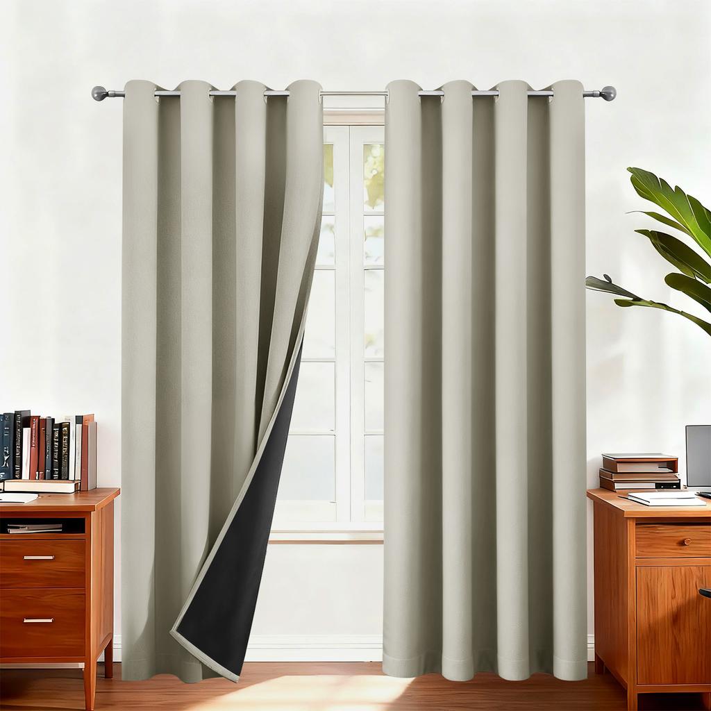 2Panels Modern 100% Blackout Curtain with Coated Lining Curains for Bedroom Living Room Dining Room Bathroom Window Home Decor