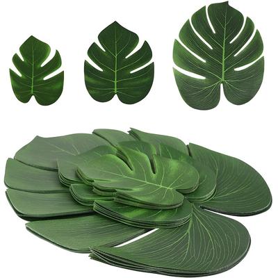 90 Pcs 3 Kinds Artificial Palm Leaves Tropical Leaves Jungle Leaves Decorations for Party Beach Baby Shower Wedding Birthday Decorations