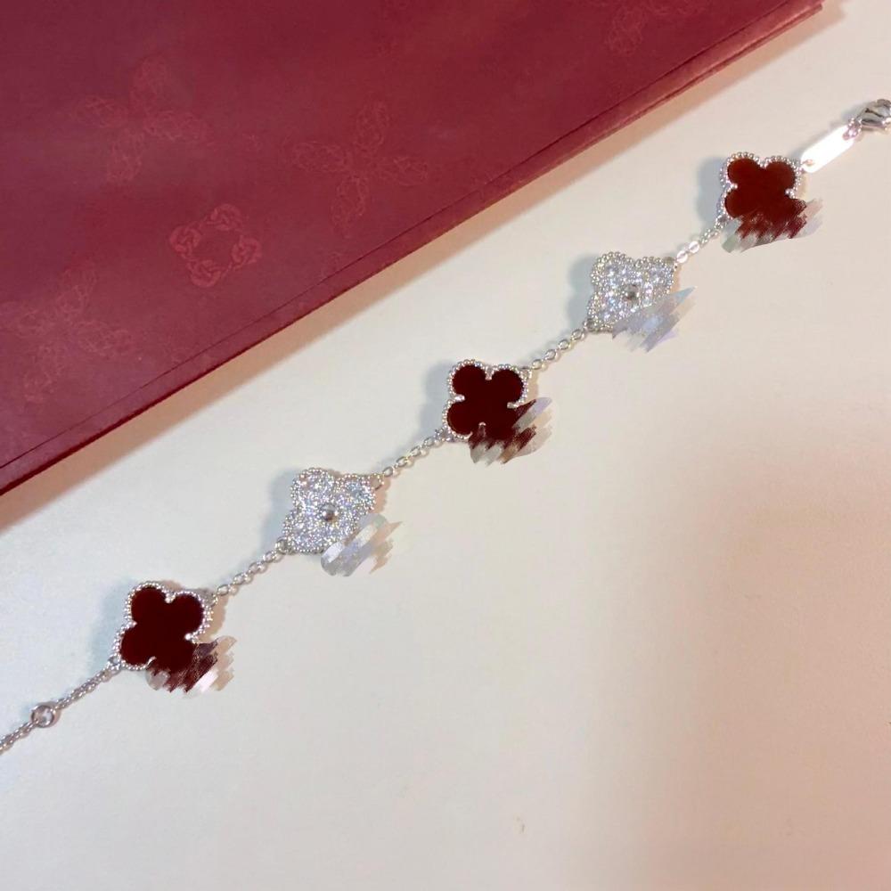 Fashionable Four-leaf Clover Five-flower Bracelet for Women 18k Double-sided Mother-of-pearl Fashion Niche Design Versatile Bracelet