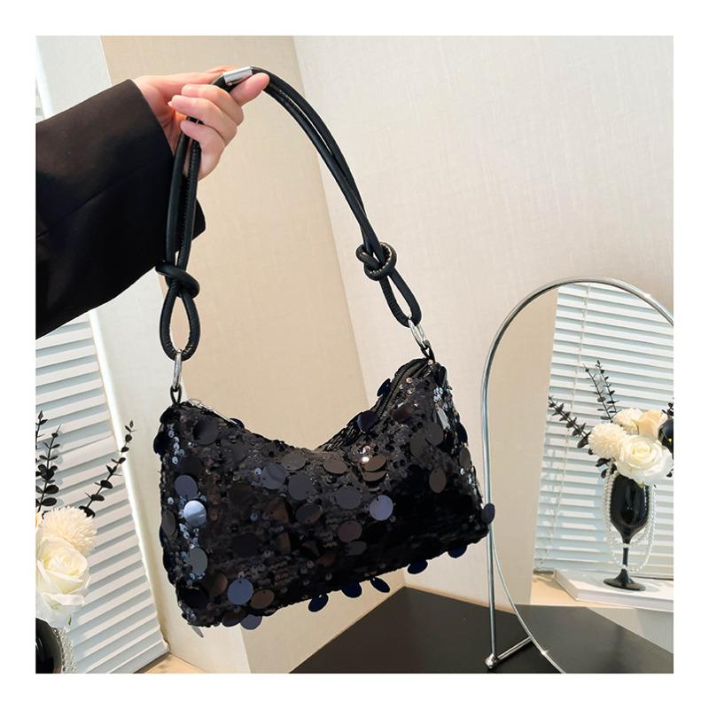 Glitzernde Pailletten Kunstleder Schultertasche, Trendige Damen-Clutch mit Kettenriemen, Retro Abend-Handtasche für Party und den täglichen Gebrauch