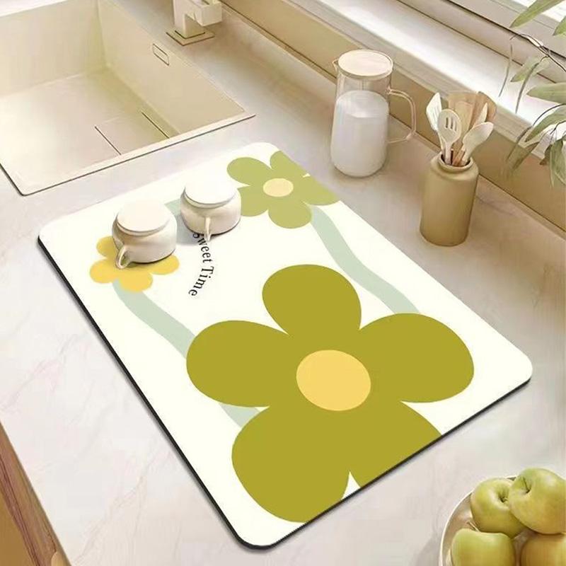 Fashion Color Flower Draining Mat Anti-scalding Heat Insulation Desktop Pad For Tableware Glass Cups
