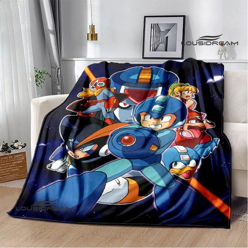 Rockman Game Cartoon Printed Blankets Warm Blanket Soft and Comfortable Home Travel Bed Blanket Picnic Blanket Birthday Gift