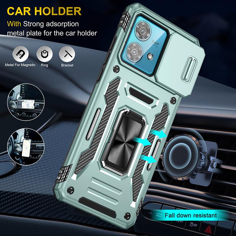 Armor Series For Motorola Edge 40 Neo 5G Case PC+TPU Phone Cover with Kickstand/Lens Shield