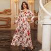 2024 Autumn/Winter Middle East-Style Elegant Print Long Robe for Home Wear
